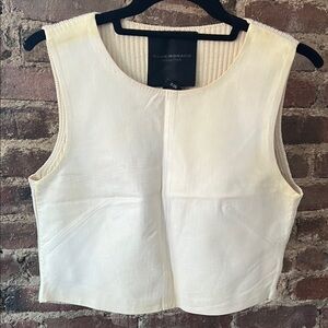 Club Monaco Cream Leather and Wool Sleeveless Cropped Top